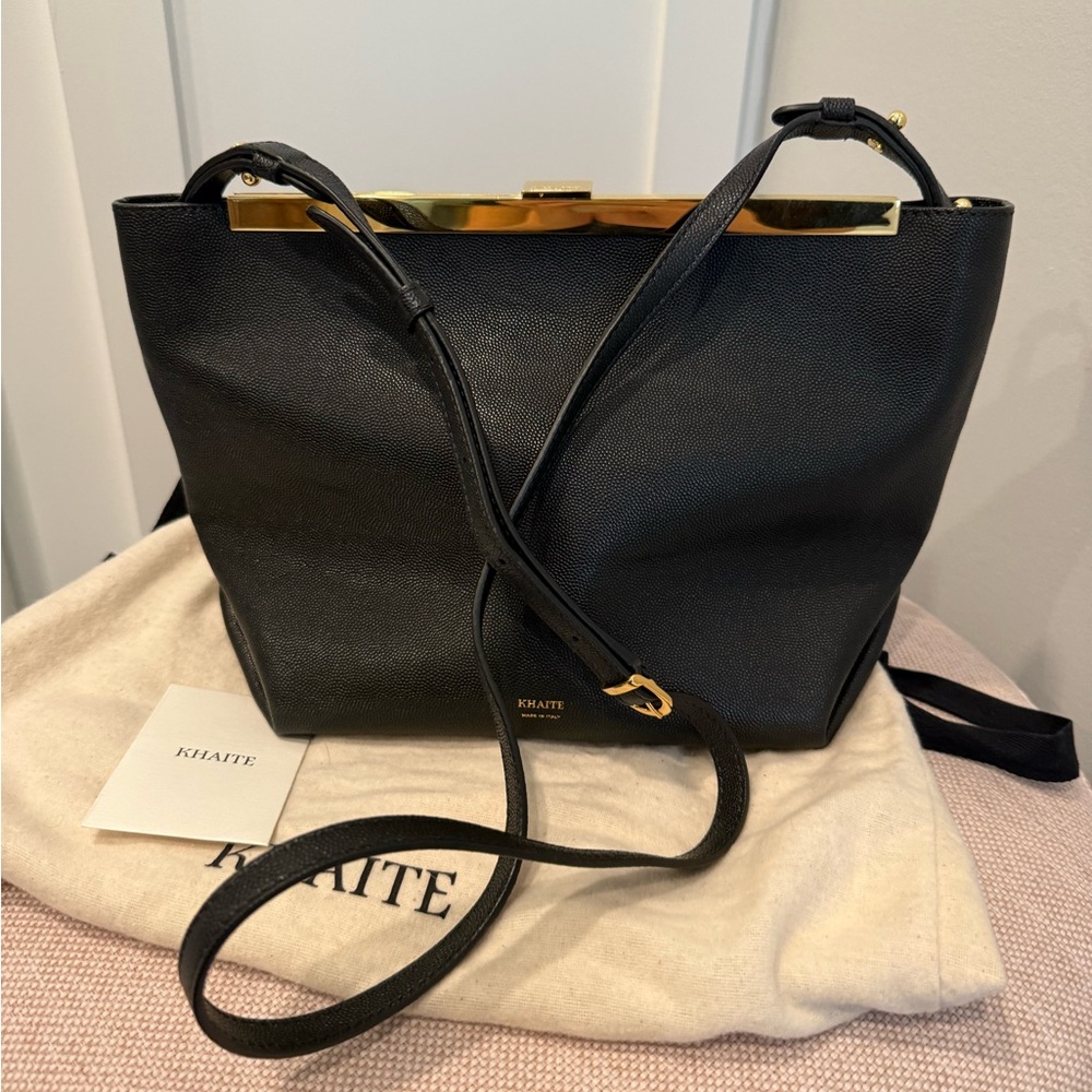 KHAITE Black and Gold Shoulder Bag